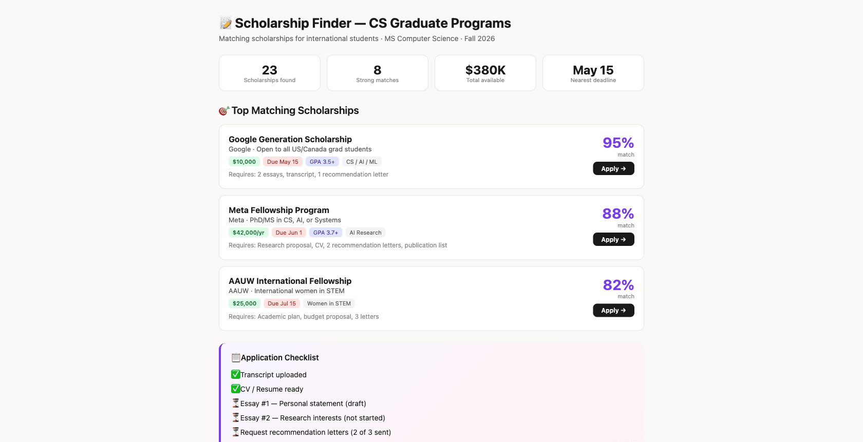 Scholarship Application Helper